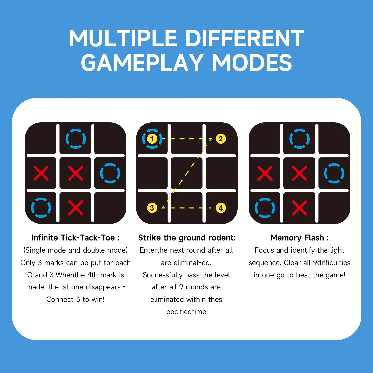 4in1 electronic tic tac toe game handheld device