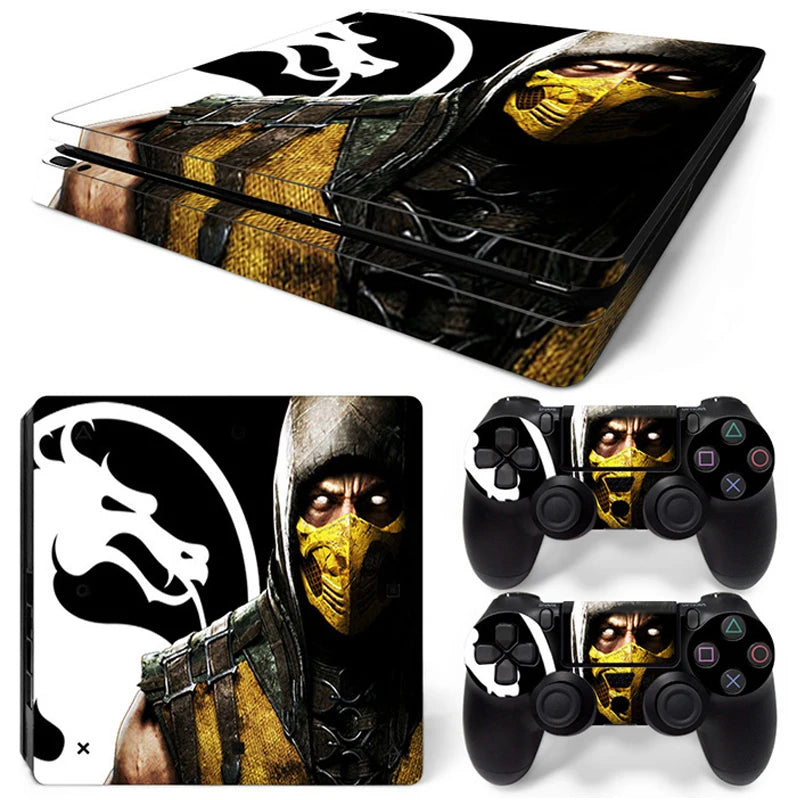 For PS4 Slim Console and 2 Controllers Skin Sticker PS4 Slim Duel Game Vinyl Decal Cover Full Set GadgetGlobe