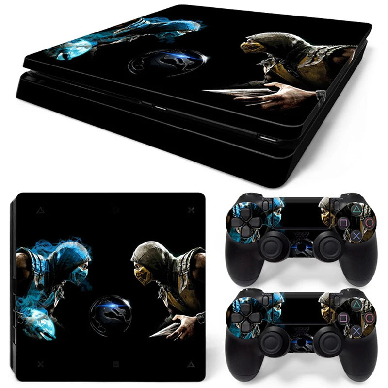 For PS4 Slim Console and 2 Controllers Skin Sticker PS4 Slim Duel Game Vinyl Decal Cover Full Set GadgetGlobe