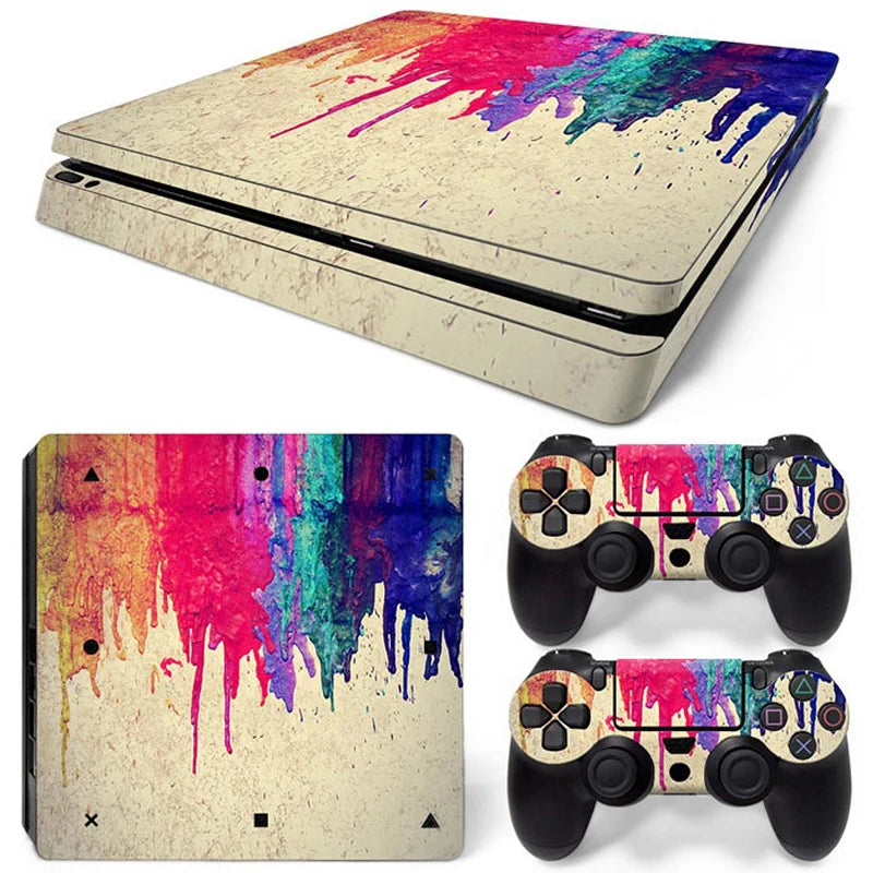 For PS4 Slim Console and 2 Controllers Skin Sticker PS4 Slim Duel Game Vinyl Decal Cover Full Set GadgetGlobe