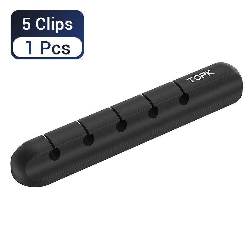 TOPK L16 Silicone USB Cable Winder Desktop Cable organizer Management Multipurpose Clips Cables Protector for Wired headphones GadgetGlobe
