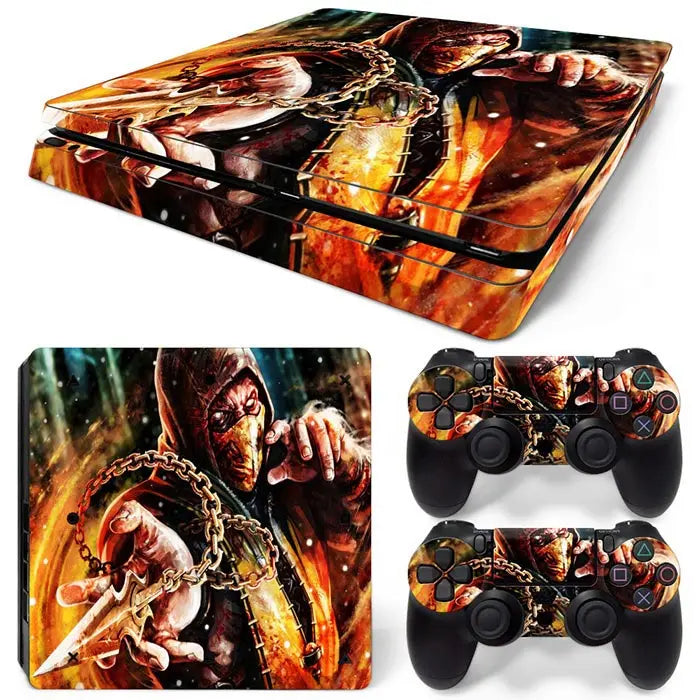 For PS4 Slim Console and 2 Controllers Skin Sticker PS4 Slim Duel Game Vinyl Decal Cover Full Set GadgetGlobe