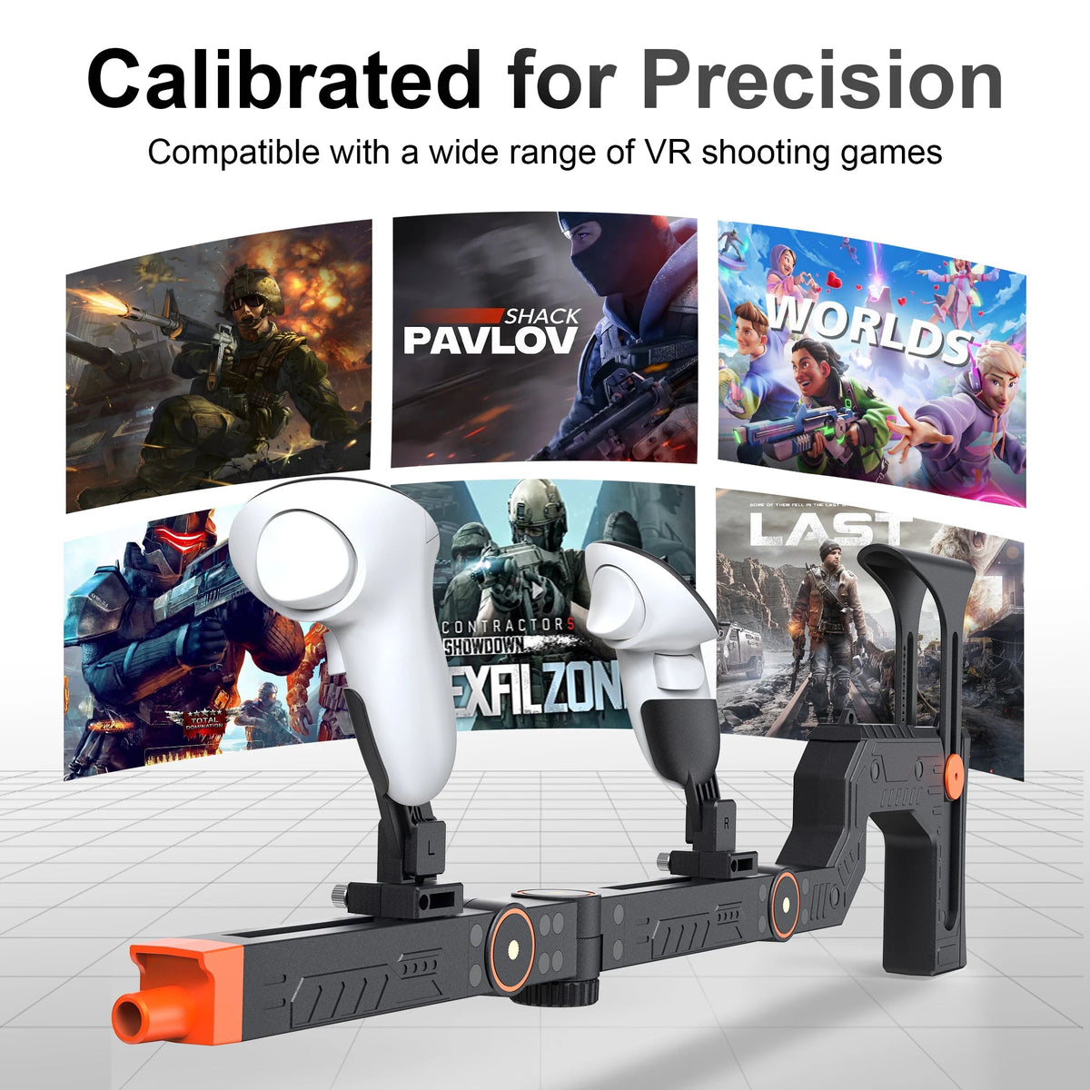 VR Gun Stock Compatible with Meta Quest 3/Quest 3S Magnetic Adjustment Accessories, Shoulder Straps for FPS GadgetGlobe
