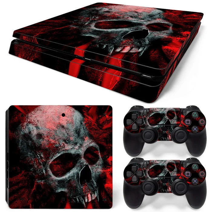 For PS4 Slim Console and 2 Controllers Skin Sticker PS4 Slim Duel Game Vinyl Decal Cover Full Set GadgetGlobe