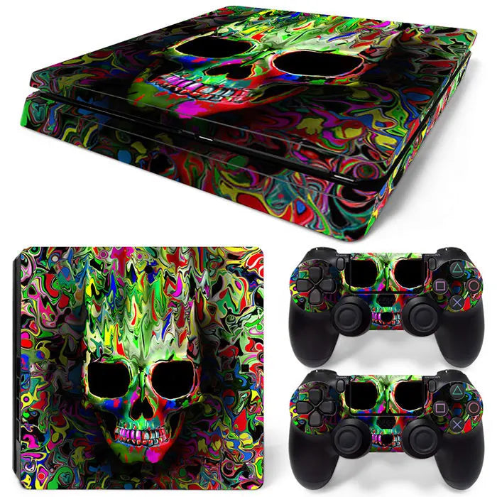For PS4 Slim Console and 2 Controllers Skin Sticker PS4 Slim Duel Game Vinyl Decal Cover Full Set GadgetGlobe