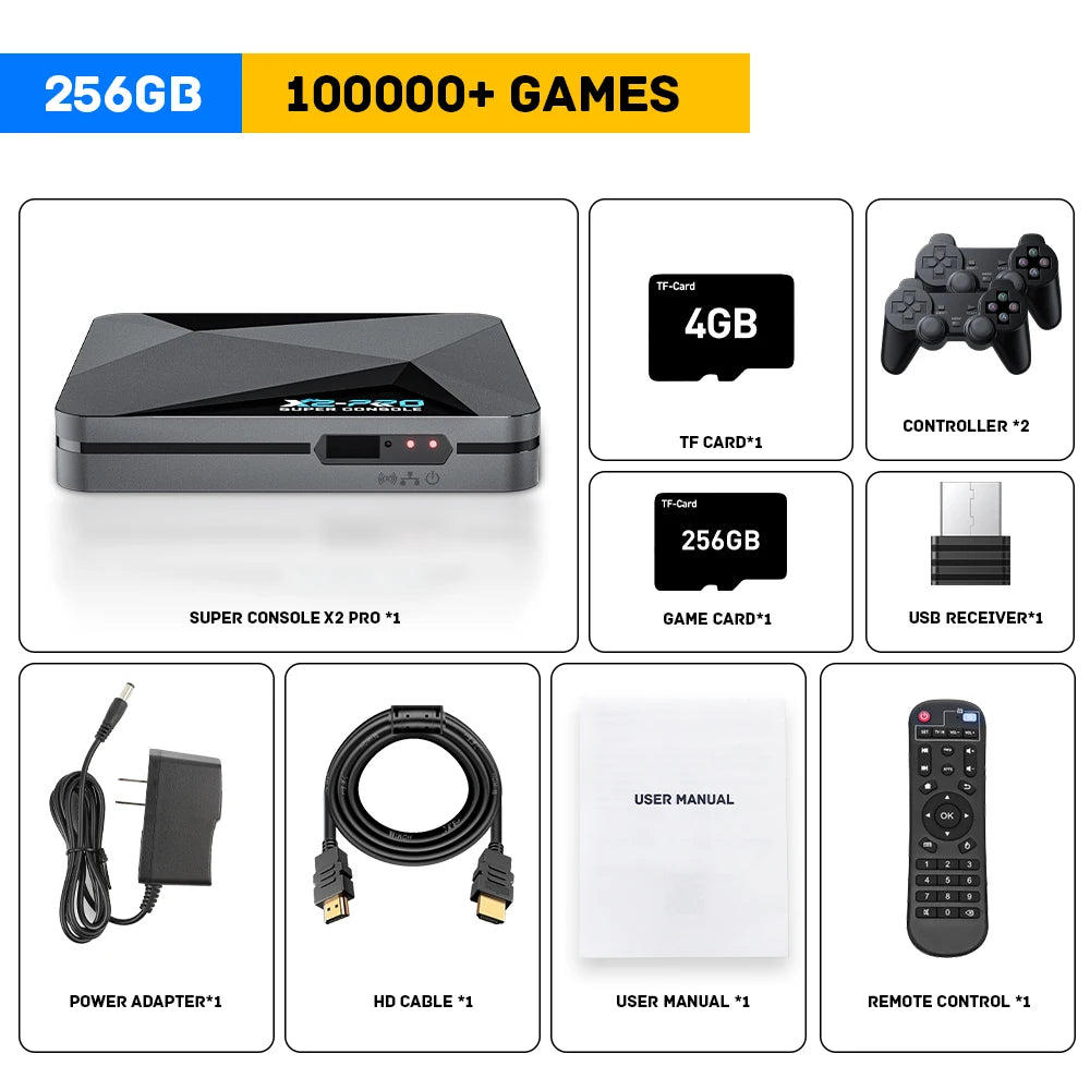 KINHANK Retro Video Game Console Super Console X2 Pro with 90000 Video Games for PS1/DC/MAME/SS with Gamepad Kid Gift Game Box GadgetGlobe