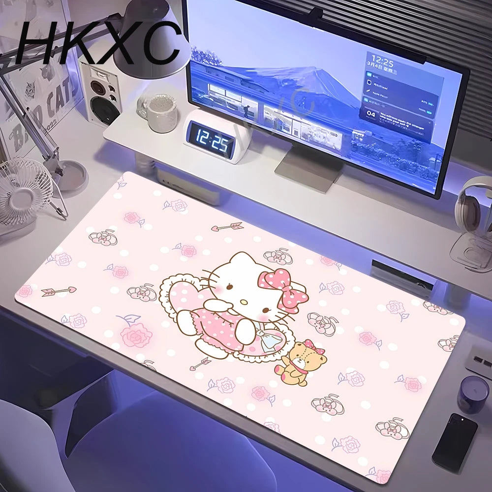 Kawaii Cute Hello Kitty Mouse Pad Non-slip Rubber Computer Mat Gamer Balance Decoracion Deskmat Laptop Office Large Big Carpet GadgetGlobe