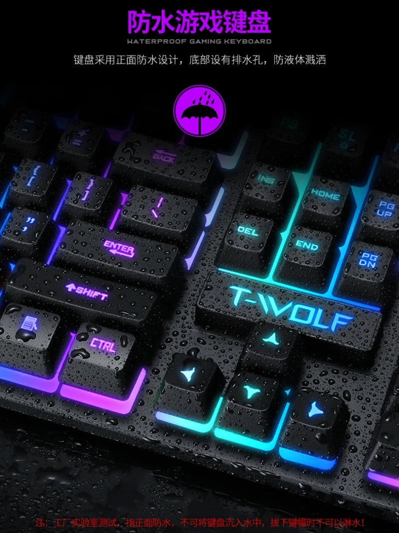 Spanish Keyboard with Spanish Layout Russian Arabic Keyboard Mouse Kit 100% Keyboard ISO Color Backlight Wired Gaming Office T20 GadgetGlobe