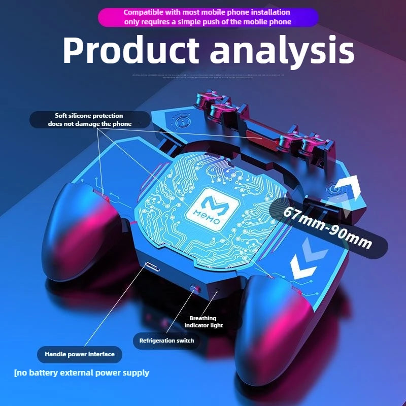 MEMO DL88 2 in 1 Mobile Phone 6 Finger Gamepad Joystick Controller with Semiconductor Cooling Radiator for IOS Android Universal GadgetGlobe