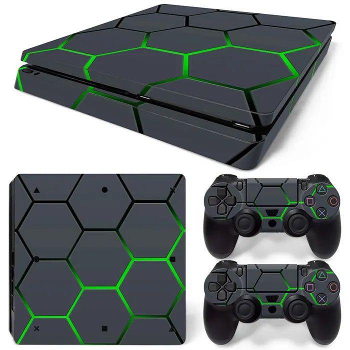 For PS4 Slim Console and 2 Controllers Skin Sticker PS4 Slim Duel Game Vinyl Decal Cover Full Set GadgetGlobe