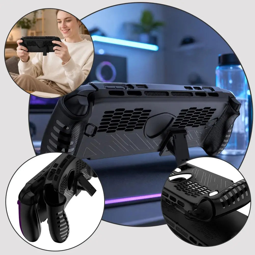 For MSI Claw 8 EX AI+ Gaming Handheld Console Protective Case With TPU And Bracket Anti‑Fall Collision Protection Accessory GadgetGlobe