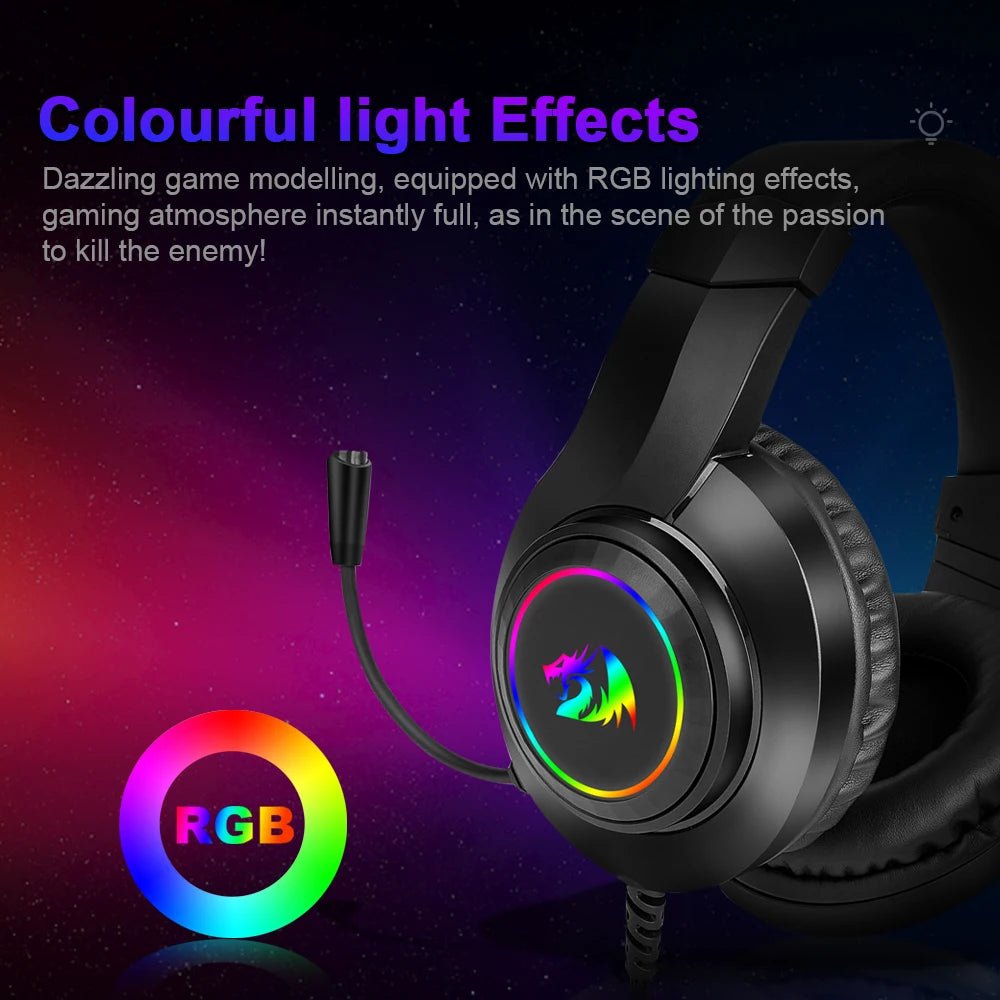 REDRAGON HYLAS H371 RGB gaming Headphone,7.1 USB Surround sound Computer PC laptop headset Earphones Microphone EQ Controller - GadgetGlobe