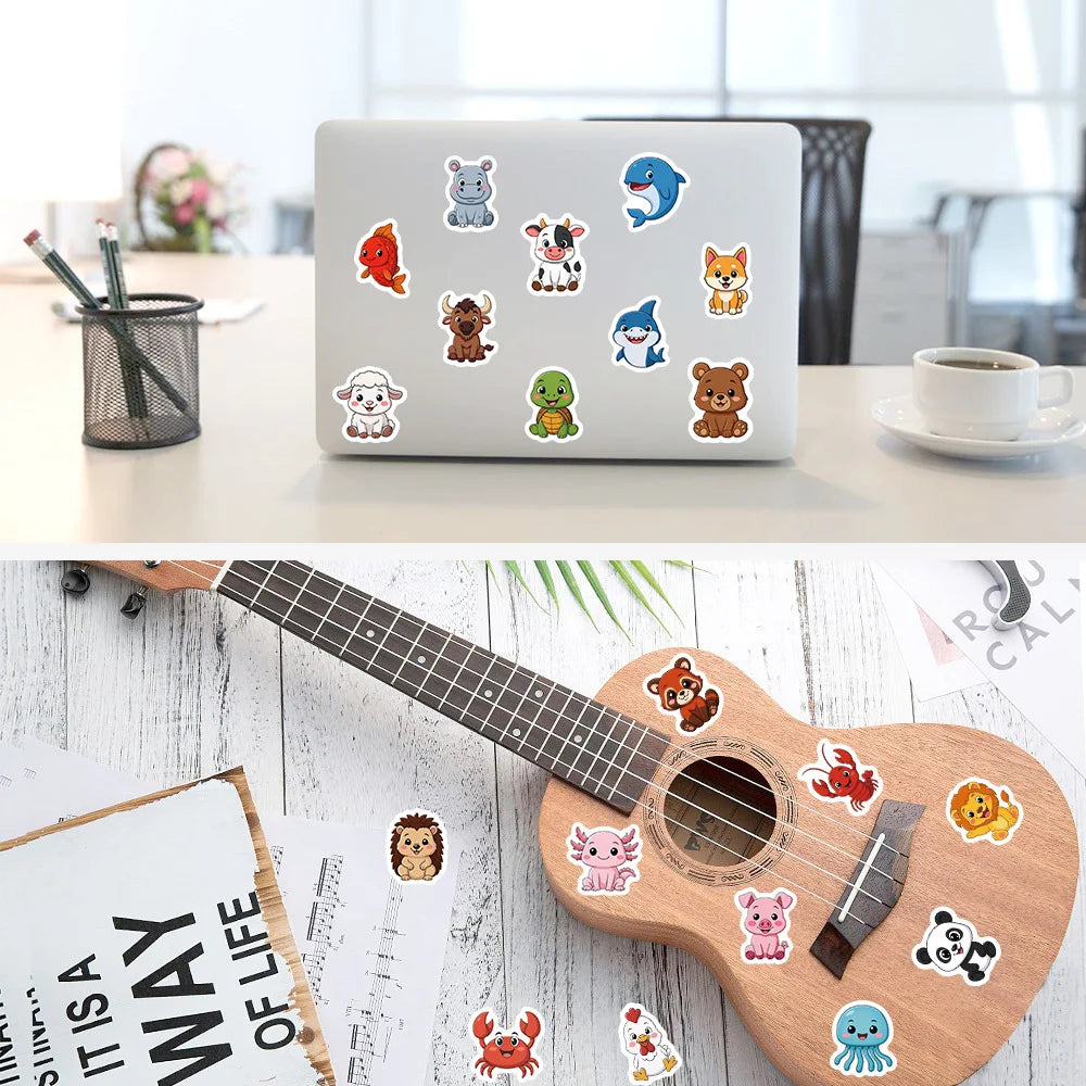 500Pcs Adorable Jungle Farm Ocean Animal Stickers for Water Bottles Skateboards Laptops Phone Cases DIY Craft Decoration GadgetGlobe