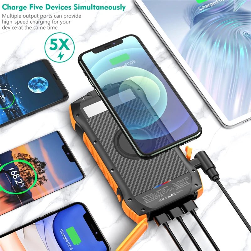 20000mAh Solar Power Bank Portable Wireless Charger PD 20W Fast Charging Powerbank for iPhone 16 Samsung Huawei Xiaomi Powerbank - GadgetGlobe