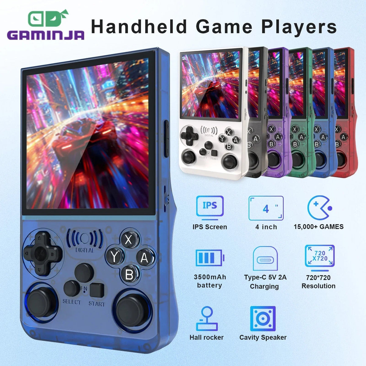 GAMINJA ANS13 Retro Handheld Video Game Console 15000+ Games Built-in Linux 4.0 Inch IPS Screen Portable Pocket Gaming Console - GadgetGlobe