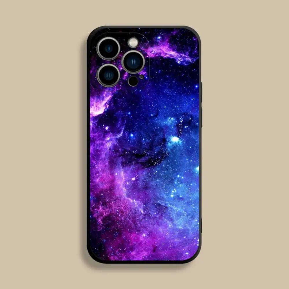 Space For Galaxy Universe Phone Case For iPhone 17,16,15,14,13,12,Pro,Max,Plus,E,SE4,Air,Mini Black Soft Cover - GadgetGlobe