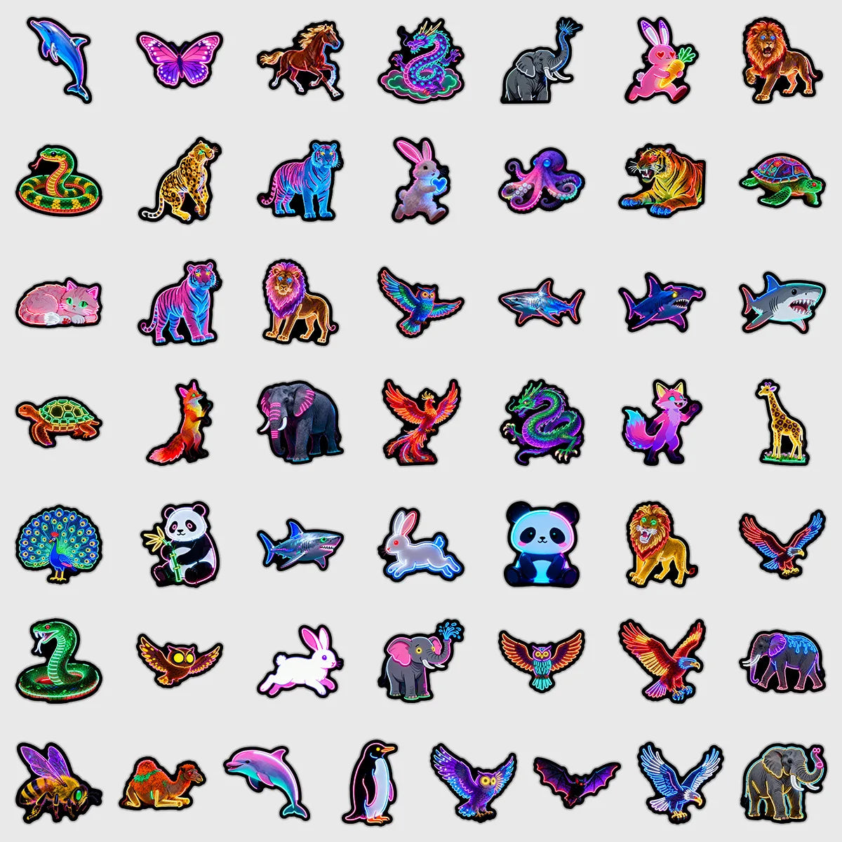 50/100PCS Neon Light Graffiti Stickers Water Cup Mobile Waterproof Decorative Stickers Creative Stationery Notebook Stickers GadgetGlobe