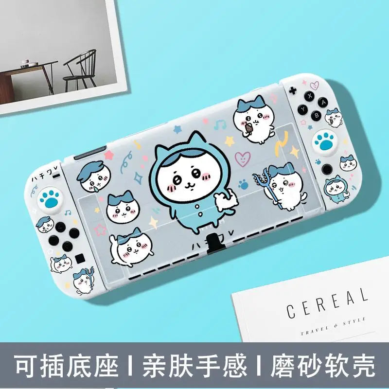 Cute Chiikawa Matte Transparent Silicone Protective Case Shockproof Game Cover For Switch OLED 2 Soft Anti-Scratch Console Shell GadgetGlobe