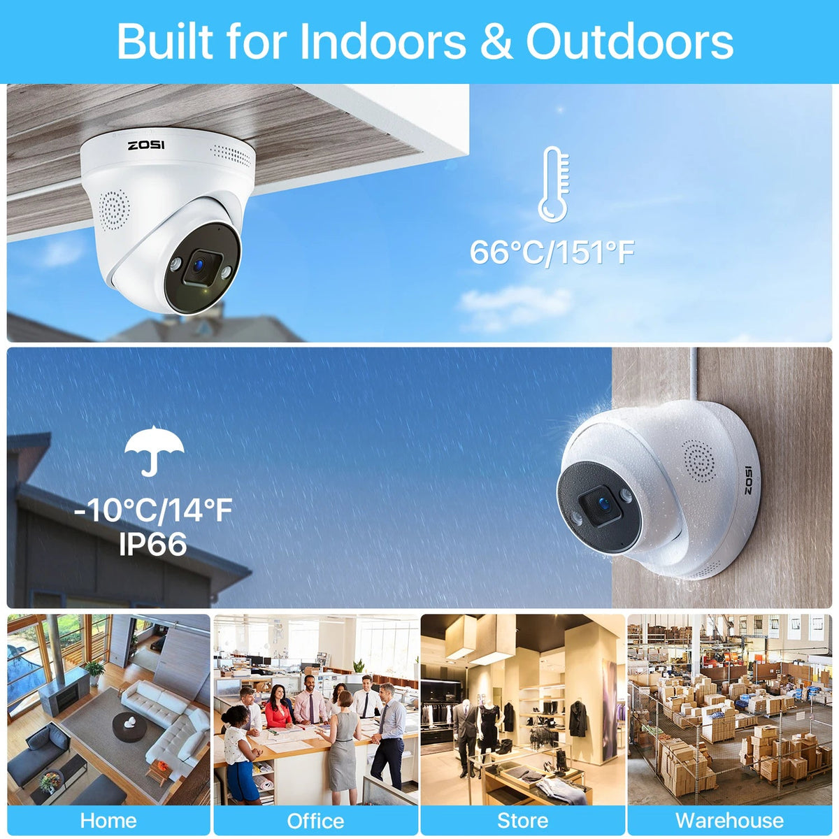 ZOSI 4K PoE Security Cameras with Ethernet Cables 2-Way Audio Weatherproof Color Night Vision Outdoor Indoor Surveillance Camera Only Compatible with ZOSI 8MP/4K POE CCTV NVR GadgetGlobe
