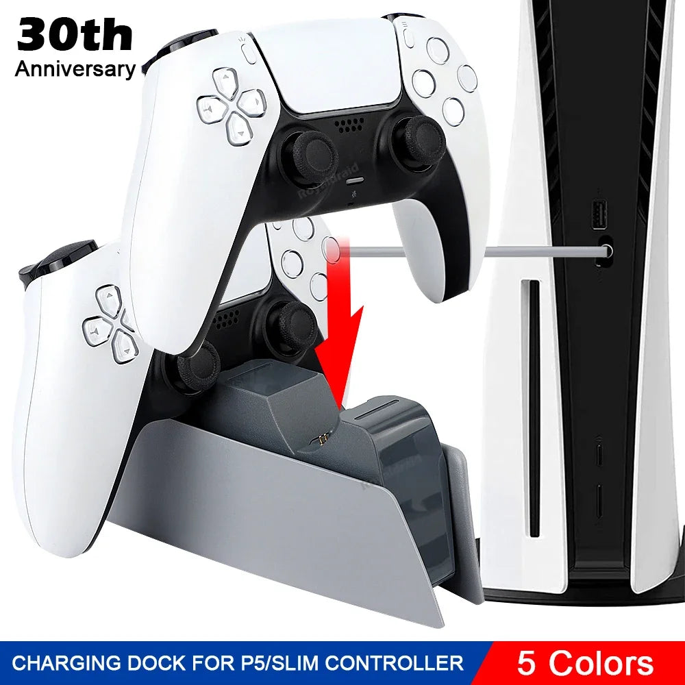 30th Anniversary Controller Charging Station Dual Fast Charger Dock for PS5 DualSense Wireless Controller LED Charging Indicator GadgetGlobe