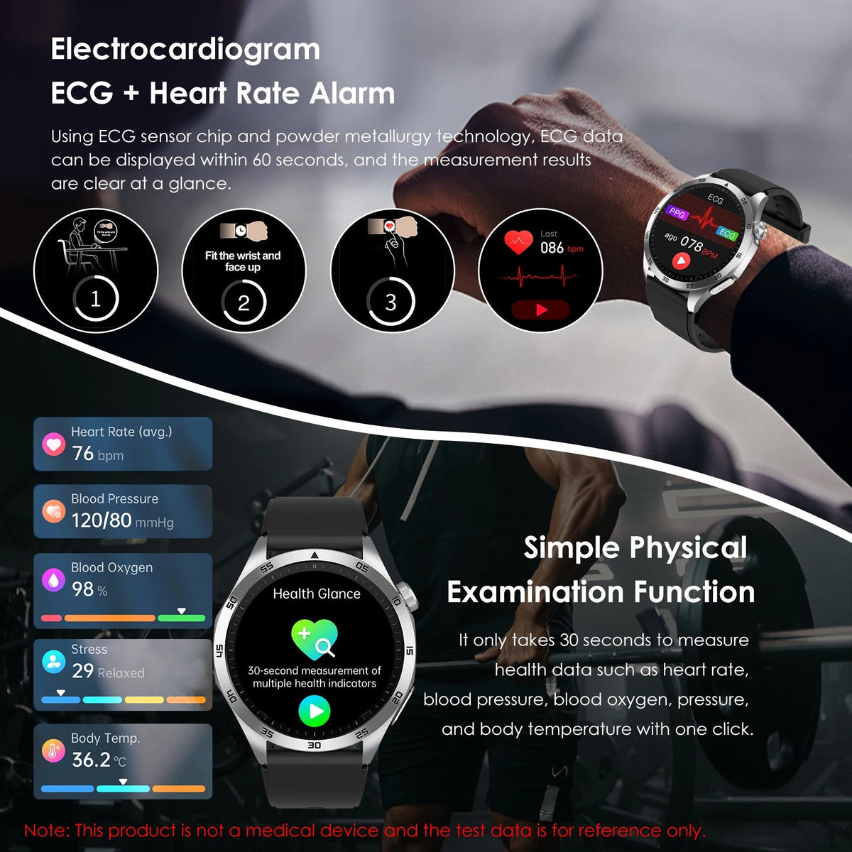 ECG+PPG Health Smart Watch Men Blood Oxygen Uric Acid Blood Pressure Monitoring HD Bluetooth Call AI Watch For iOS Android - GadgetGlobe