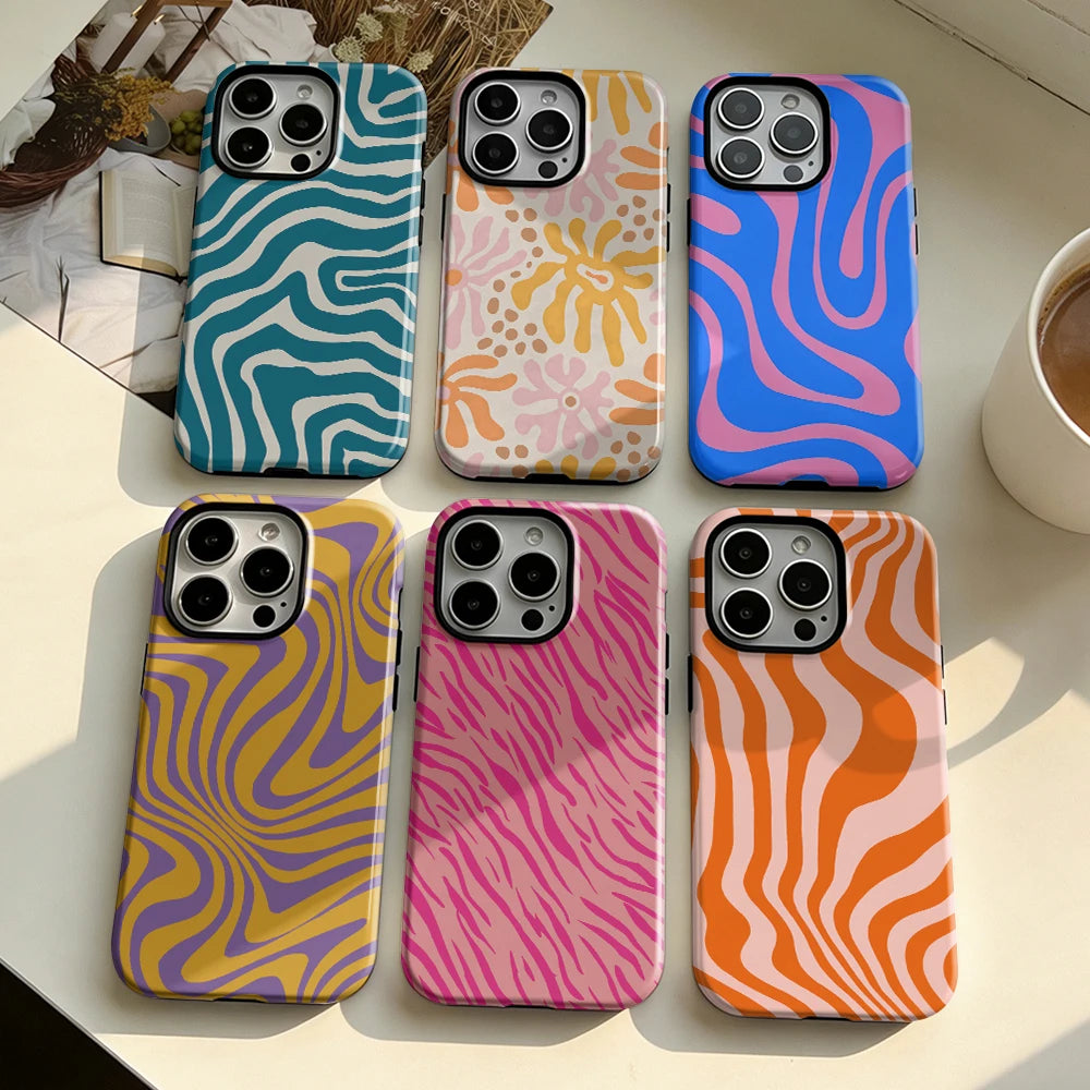 Clmj Phone Lines Simple Fashion Case For IPhone 17 16e 16 15 14 13 12 11 X XR 8 Air Pro Max Plus Luxury Double-layer Back Cover GadgetGlobe