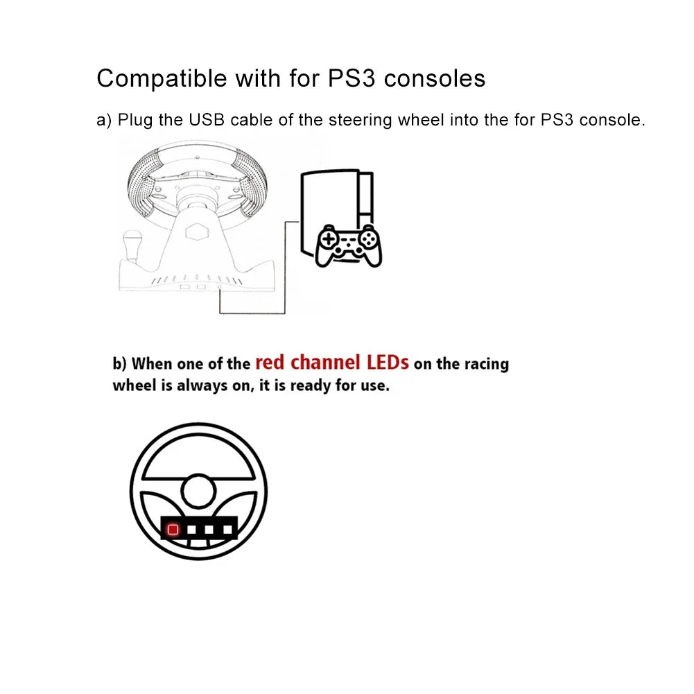 USB Car Steering Wheel For Switch For Xbox For 360 For PS4 For PS3 For PC Racing Steering Wheel Vibration Controller Simulator GadgetGlobe