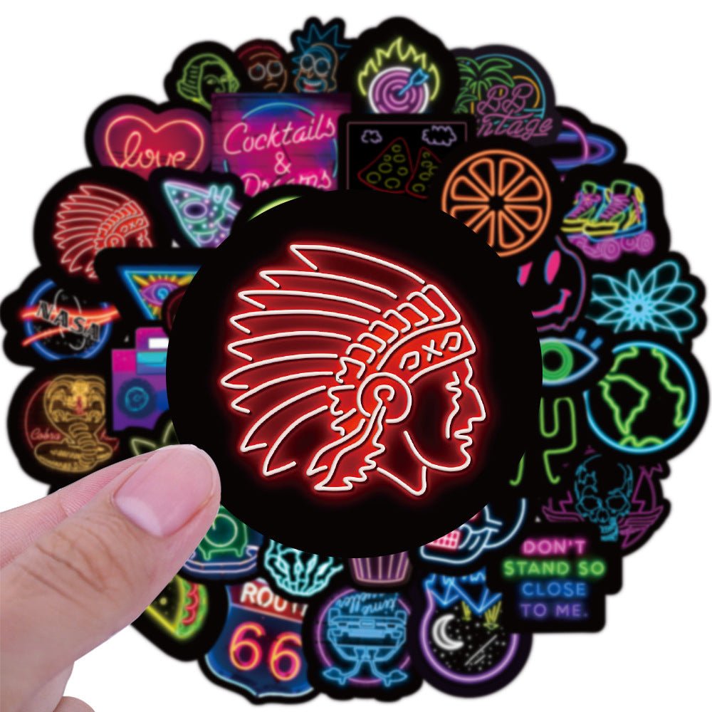 50 Neon Stickers Graffiti Decorative Waterproof Stickers - GadgetGlobe