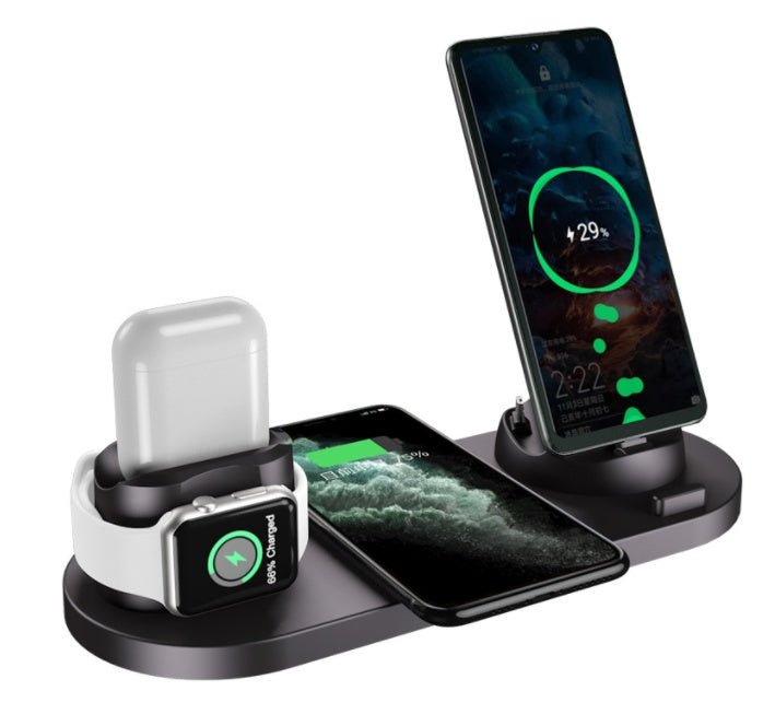 Wireless Charger For IPhone Fast Charger For Phone Fast Charging Pad For Phone Watch 6 In 1 Charging Dock Station - GadgetGlobe