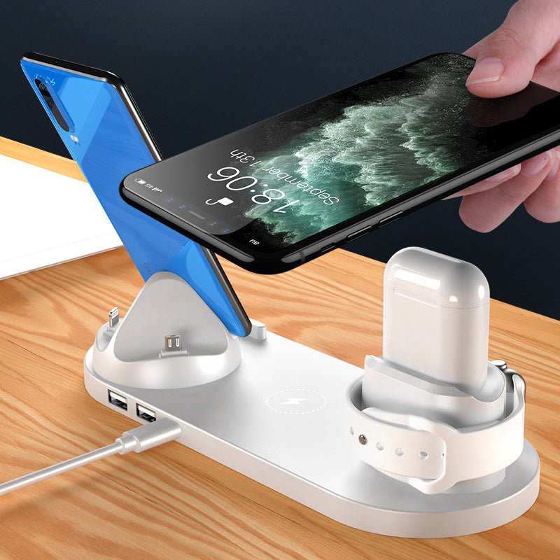 Wireless Charger For IPhone Fast Charger For Phone Fast Charging Pad For Phone Watch 6 In 1 Charging Dock Station - GadgetGlobe