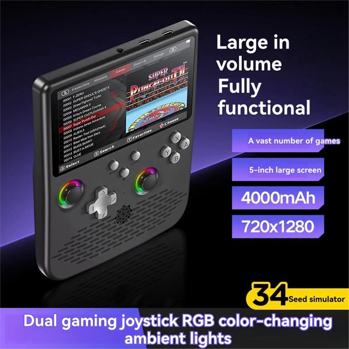 handheld retro game console with built-in classic games