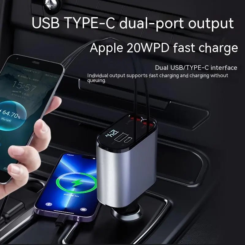 USB - C & USB Cigarette Lighter Adapter - GadgetGlobe