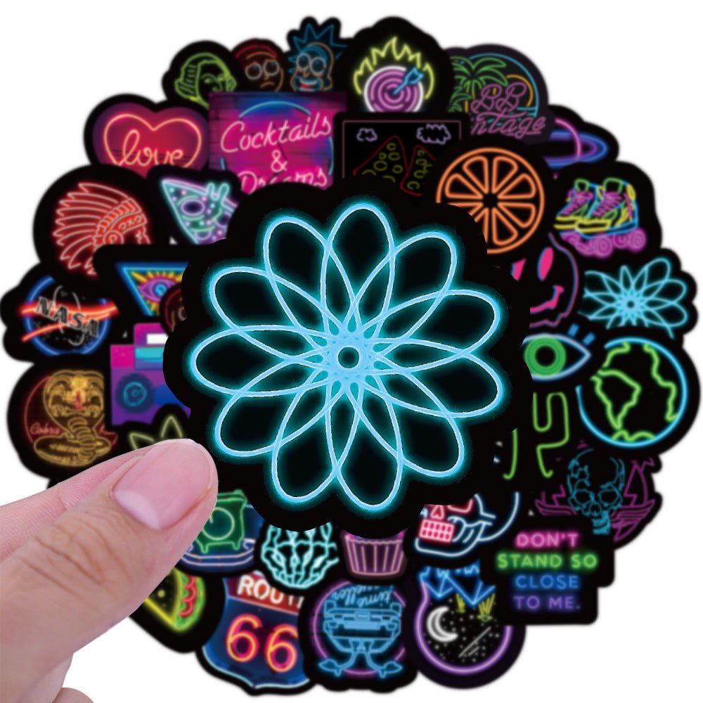 50 Neon Stickers Graffiti Decorative Waterproof Stickers - GadgetGlobe