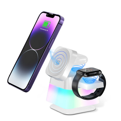 4 In 1 Rotatable Colorful Lighting Wireless Charger Stand For Phone 15 14 13 12 Pro Max 8 7 Holder Magnetic Fast Charging Station Anacotte