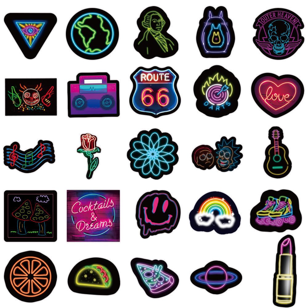 50 Neon Stickers Graffiti Decorative Waterproof Stickers - GadgetGlobe
