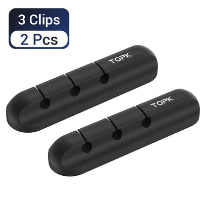 TOPK L16 Silicone USB Cable Winder Desktop Cable organizer Management Multipurpose Clips Cables Protector for Wired headphones GadgetGlobe