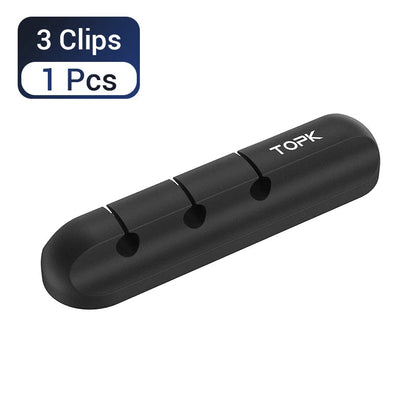 TOPK L16 Silicone USB Cable Winder Desktop Cable organizer Management Multipurpose Clips Cables Protector for Wired headphones GadgetGlobe