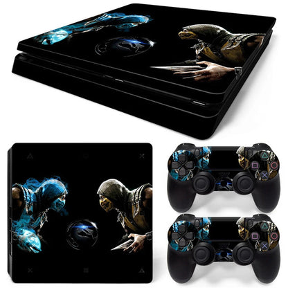 For PS4 Slim Console and 2 Controllers Skin Sticker PS4 Slim Duel Game Vinyl Decal Cover Full Set GadgetGlobe