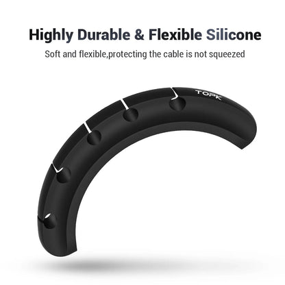 TOPK L16 Silicone USB Cable Winder Desktop Cable organizer Management Multipurpose Clips Cables Protector for Wired headphones GadgetGlobe