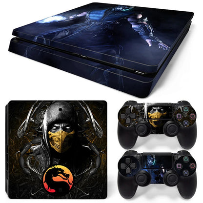 For PS4 Slim Console and 2 Controllers Skin Sticker PS4 Slim Duel Game Vinyl Decal Cover Full Set GadgetGlobe