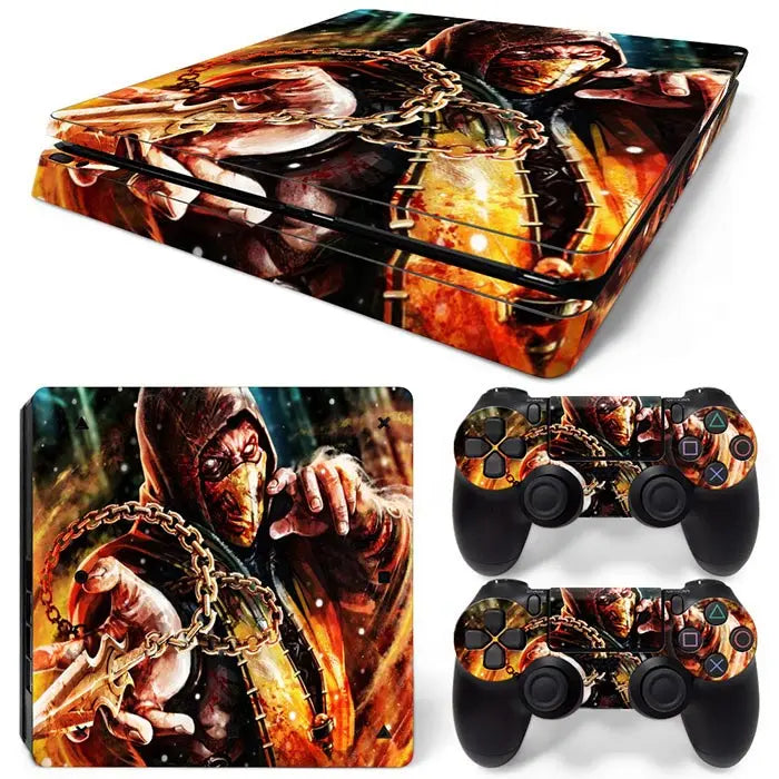 For PS4 Slim Console and 2 Controllers Skin Sticker PS4 Slim Duel Game Vinyl Decal Cover Full Set GadgetGlobe
