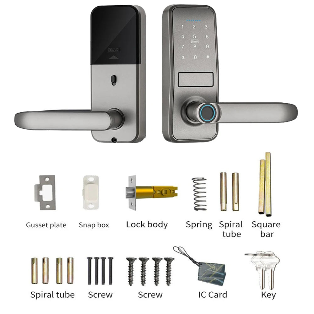 Tuya TTlock Smart Door Lock Fingerprint Door Lock Password Fingerprint IC Card Key APP Remote Unlock Eletronico Digital 도어락 GadgetGlobe