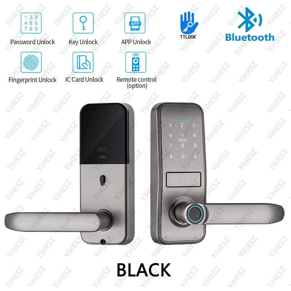 Tuya TTlock Smart Door Lock Fingerprint Door Lock Password Fingerprint IC Card Key APP Remote Unlock Eletronico Digital 도어락 GadgetGlobe