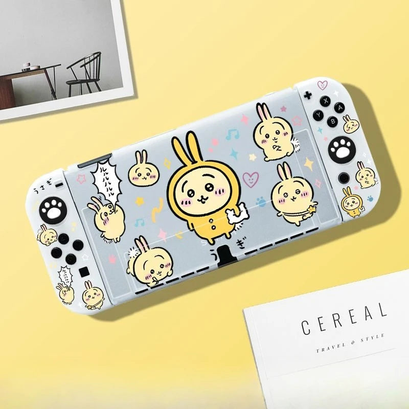 Cute Chiikawa Matte Transparent Silicone Protective Case Shockproof Game Cover For Switch OLED 2 Soft Anti-Scratch Console Shell GadgetGlobe