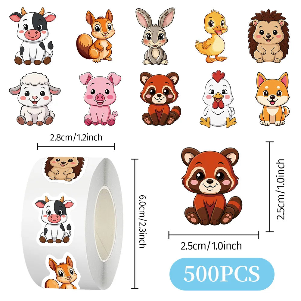 500Pcs Adorable Jungle Farm Ocean Animal Stickers for Water Bottles Skateboards Laptops Phone Cases DIY Craft Decoration GadgetGlobe