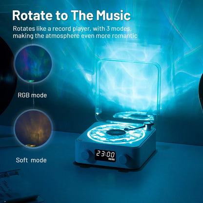 White Noise Retro Turntable Speaker Waves Vinyl Player Bluetooth Speaker Sleep Aid with RGB Light Support TF Card AUX Music Box GadgetGlobe