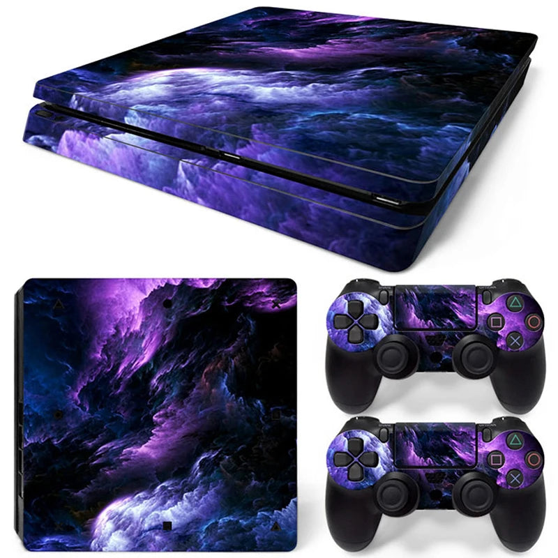 For PS4 Slim Console and 2 Controllers Skin Sticker PS4 Slim Duel Game Vinyl Decal Cover Full Set GadgetGlobe