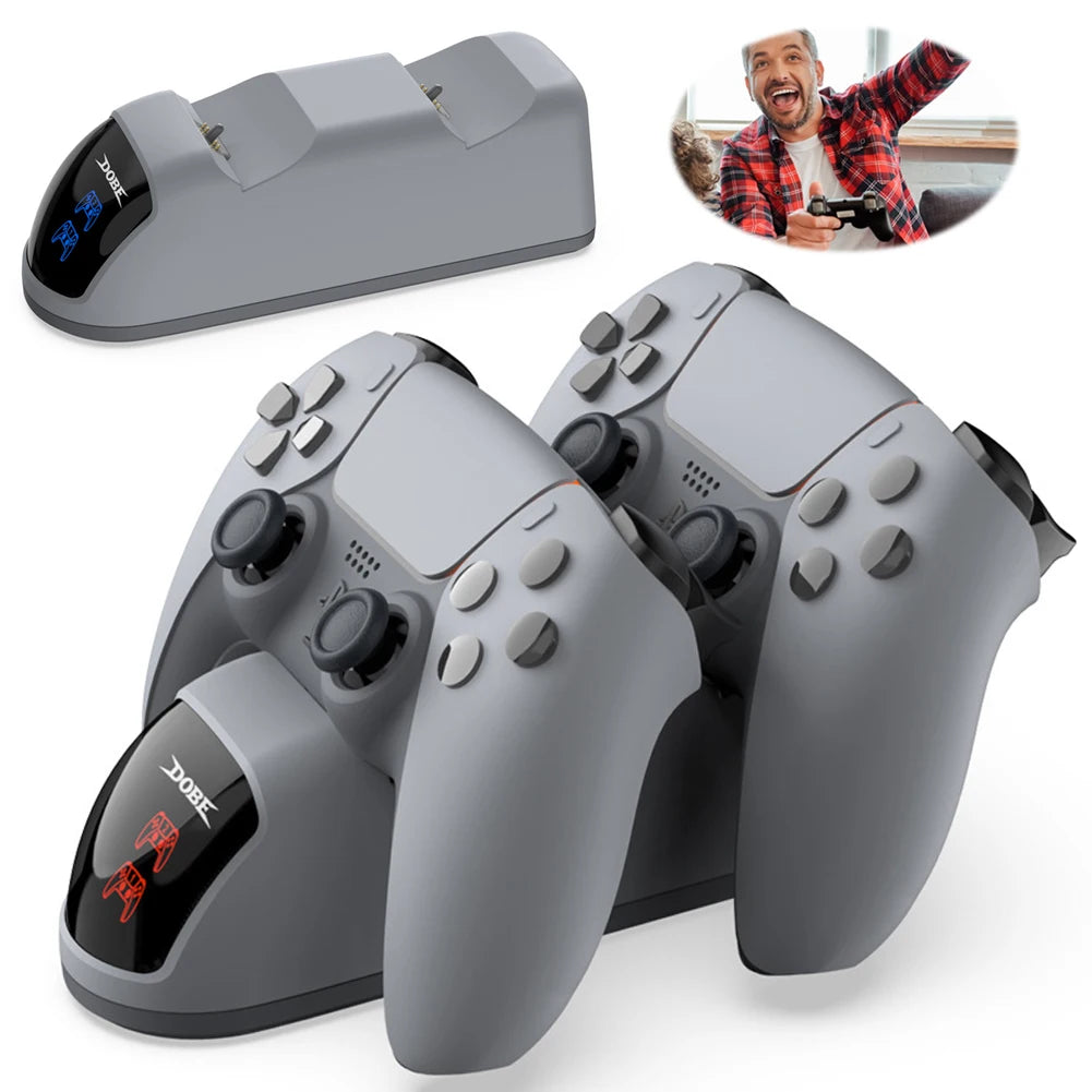 For PS5 Dual Controller Charging Dock Controller Charger Station Charging Cradle Dock for PlayStation 5 Wireless Gamepad GadgetGlobe