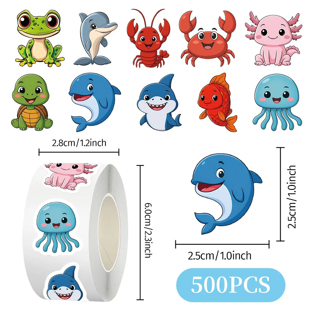 500Pcs Adorable Jungle Farm Ocean Animal Stickers for Water Bottles Skateboards Laptops Phone Cases DIY Craft Decoration GadgetGlobe