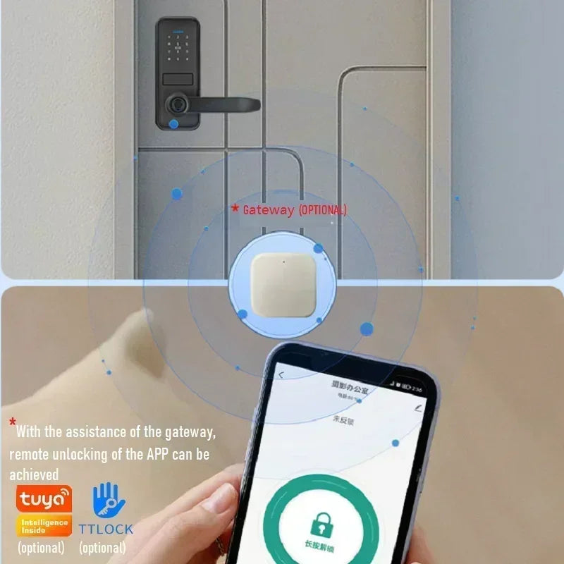 Tuya TTlock Smart Door Lock Fingerprint Door Lock Password Fingerprint IC Card Key APP Remote Unlock Eletronico Digital 도어락 GadgetGlobe